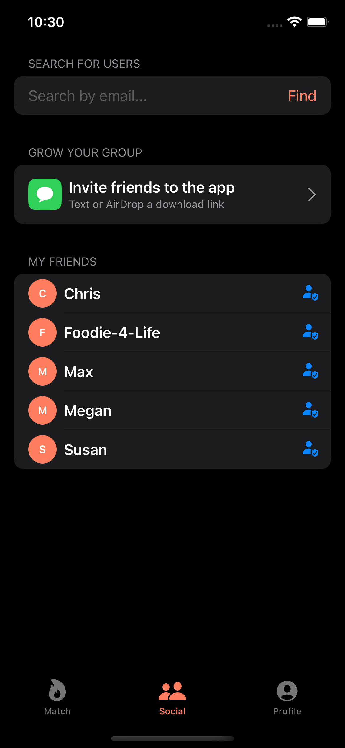 MunchiMatch swiping Brunch in Long Beach