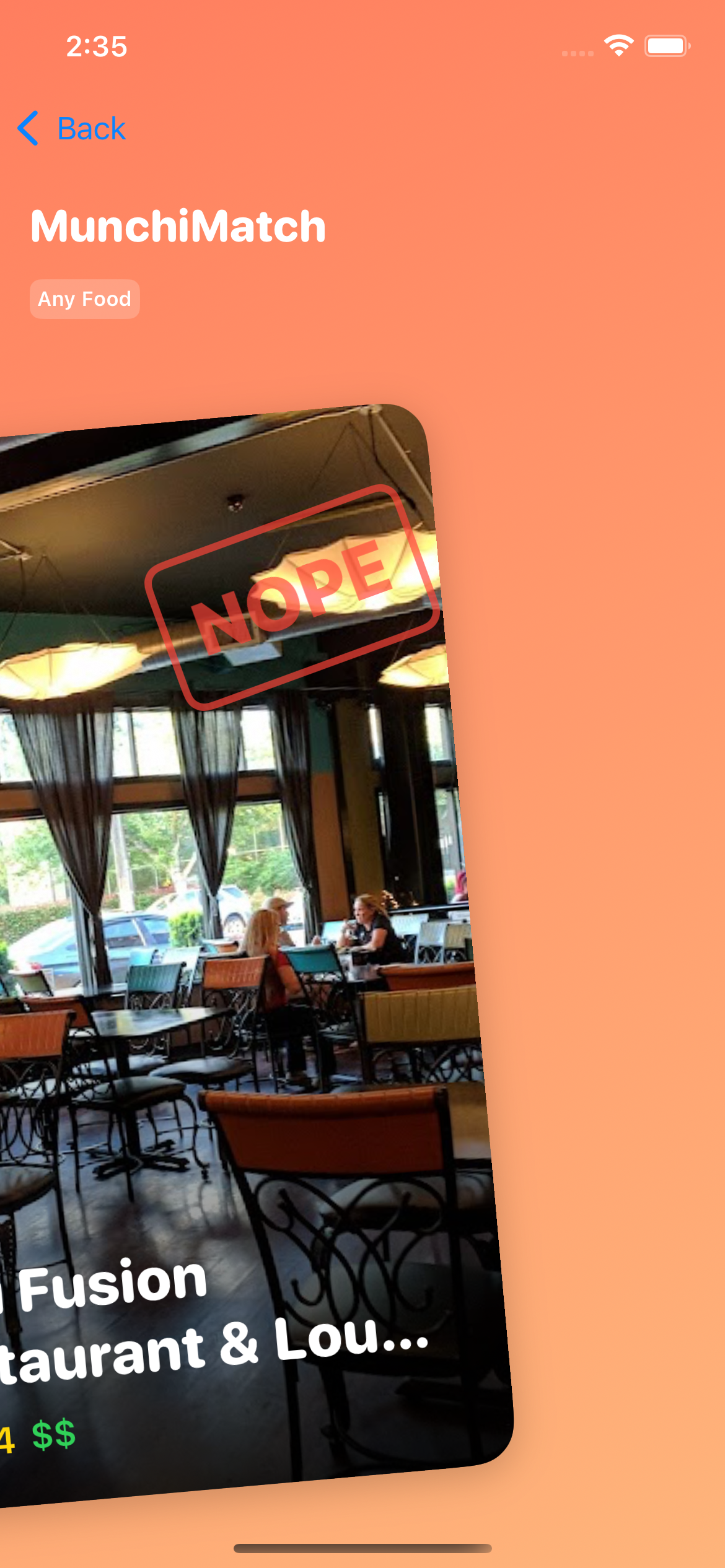 MunchiMatch swiping Brunch in Columbus