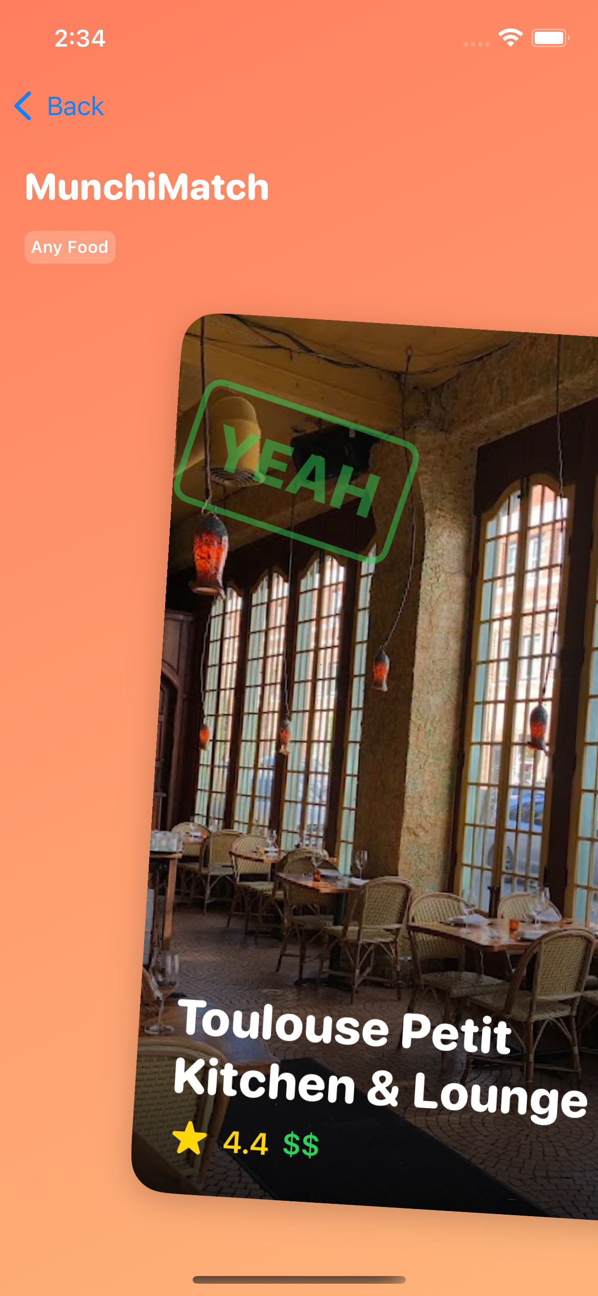 MunchiMatch swiping Sushi in Cancun